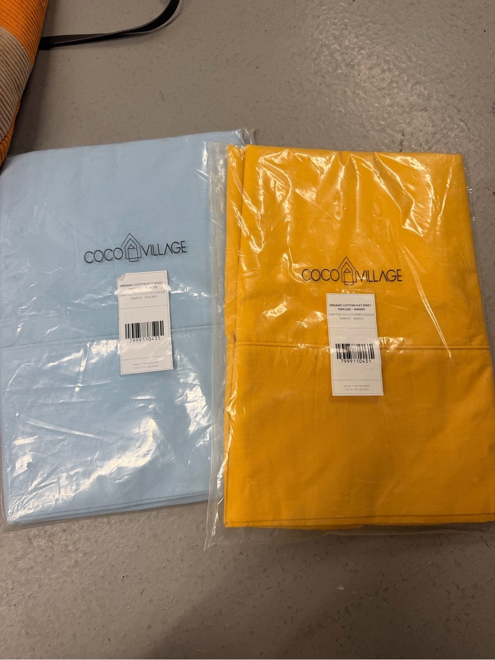 NWT coco village kids twin size organic cotton flat sheets 2 pk